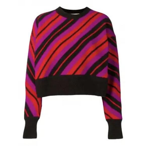 Marni Virgin Wool Striped Sweater S Red Pink Black Striped
